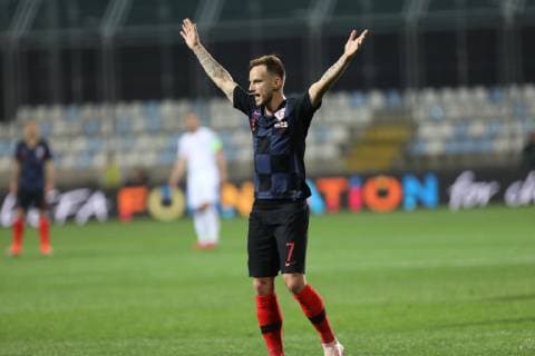 Rijeka, 12 10 2018 - Stadion HNK Rijeka, UEFA Nations League 2019. League Phase. Croatia (dark-blue) - England (white) Ivan Rakitic (7) 
