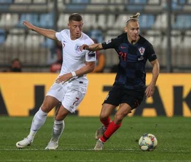 Croatia v England UEFA Nations League Ross Barkley of England and Domagoj Vida of Croatia in action during the UEFA Nations League match at Stadion HNK Rijeka, Rijeka Content Not Available For UK Newspapers Copyright: xPaulxChestertonx FIL-12397-0224