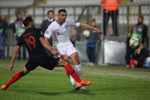 Croatia v England UEFA Nations League Milan Badelj of Croatia and Jordan Henderson of England in action during the UEFA Nations League match at Stadion HNK Rijeka, Rijeka Content Not Available For UK Newspapers Copyright: xPaulxChestertonx FIL-12397-0228