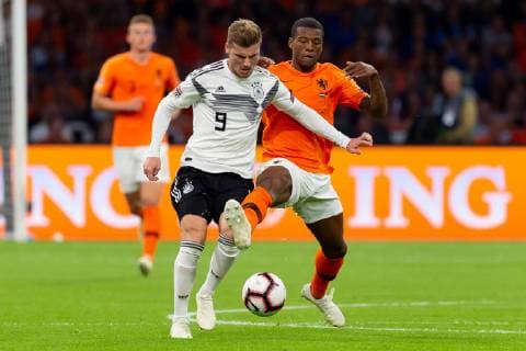 Amsterdam, Niederlander, 13.10.2018, UEFA Nations League, Gruppe A1 - 3. Runde, Niederlande - Deutschland, Timo Werner (GER) und Georginio Wijnaldum (NED) im zweikampf, battle for the ball ( DeFodi001