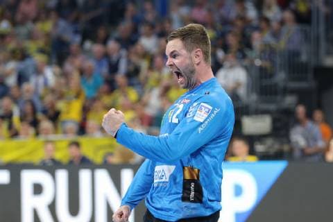Andreas Palicka (Rhein-Neckar-Loewen 12, Torwart) Rhein-Neckar-Loewen - THW Kiel, 1. HBL Mannheim Copyright: xRoskaritzx Eibner-Pressefotox EP_kess_rrz