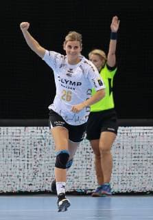 14.10.2018, Deutschland, Bietigheim, Handball Champions-League Frauen Gruppenphase 2. Spieltag Saison 2018 2019 SG BBM Bietigheim vs. CSM Bucuresti: Angela Malestein (BBM) jubelt, Jubel