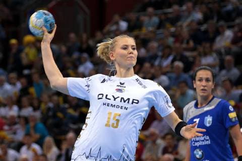 14.10.2018, Deutschland, Bietigheim, Handball Champions-League Frauen Gruppenphase 2. Spieltag Saison 2018 2019 SG BBM Bietigheim vs. CSM Bucuresti: Kim Naidziniavicius (BBM)