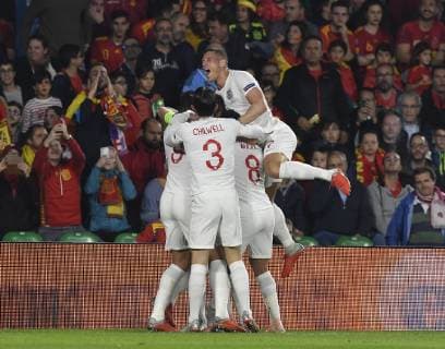 Starling of the England team celebrates the goal in a match belonging to UEFA League of Nations, fourth round, facing Spain - England national team Nationalteam Benito Villamarin stadium, 15th october, Sevilla, Spain, photo: Cristobal Duenas