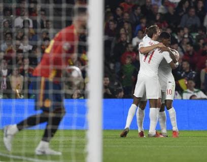 Rashford of the England team celebrates the goal in a match belonging to UEFA League of Nations, fourth round, facing Spain - England national team Nationalteam Benito Villamarin stadium, 15th october, Sevilla, Spain, photo: Cristobal Duenas