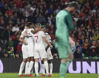 Rashford of the England team celebrates the goal in a match belonging to UEFA League of Nations; fourth round; facing Spain - England national team Nationalteam Benito Villamarin stadium; 15th october; Sevilla; Spain; photo: Cristobal Duenas