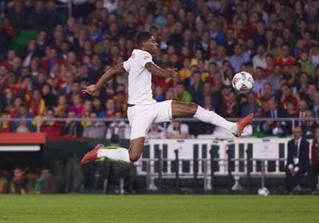 SEVILLA, SPAIN - OCTOBER 15: Marcus Rashford, forward of England,control the ball during the UEFA Nations League A Group four match between Spain and England on October 15, 2018, at Benito Villamarin stadium (Photo by Carlos Sanchez Martinez Icon Sportswire) SOCCER: OCT 15 England at Spain Icon181015016 EDITORIAL USE ONLY