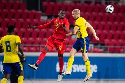 181016 Franz Brorsson of Sweden and Nany Dimata of Belgium during the UEFA European Under-21 Qualifier match between Sweden and Belgium on October 16 2018 in Kalmar. Copyright: SUVADxMRKONJIC BB181016SM004