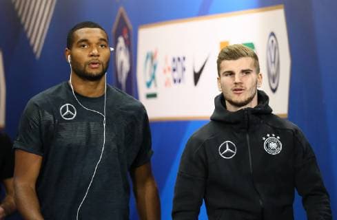 Jonathan Tah (Deutschland Germany) und Timo Werner (Deutschland Germany) im Spielertunnel - 16.10.2018: Frankreich vs. Deutschland, 4. Spieltag UEFA Nations League, Stade de France, DISCLAIMER: DFB regulations prohibit any use of photographs as image sequences and or quasi-video.