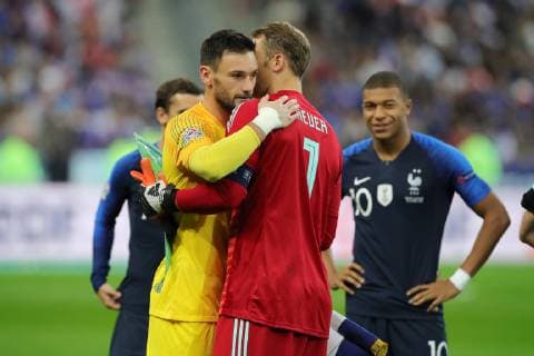Torwart Hugo Lloris, Torwart Manuel Neuer, Kylian Mbappe Fußball Fussball UEFA Nations League Länderspiel Nationalmannschaft DFB Herren Saison 2018 2019 16.10.2018 Frankreich FRA VS. Deutschland GER DFL regulations prohibit any use of photographs as image sequences and or quasi-video.