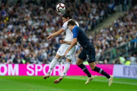 16.10.2018, xkvx, Fussball Nations League, Frankreich - Deutschland emspor, v.l. Nico Schulz (DFB - Deutscher Fussballbund), Benjamin Pavard (Fussballnationalmannschaft Frankreich) (DFL DFB REGULATIONS PROHIBIT ANY USE OF PHOTOGRAPHS as IMAGE SEQUENCES and or QUASI-VIDEO) Paris