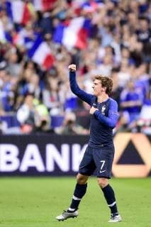 joie des joueurs de l equipe de France apres le but de Antoine Griezmann (France) FOOTBALL : France vs Allemagne - Ligue des Nations UEFA - St Denis - 16 10 2018 JBAutissier Panoramic 