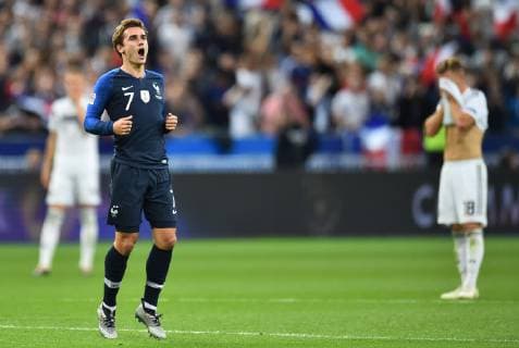 Fußball UEFA Nations League Frankreich - Deutschland am 16.10.2018 im Stade de France in Paris Torjubel zum 1:1 durch Antoine Griezmann ( Frankreich ) DFB regulations prohibit any use of photographs as image sequences and or quasi-video.