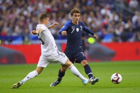 Antoine Griezmann (France) vs Toni Kroos (Allemagne) FOOTBALL : France vs Allemagne - Ligue des Nations - 16 10 2018 GwendolineLeGoff Panoramic 