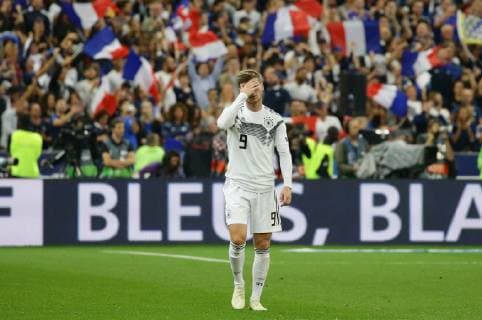 Sport Bilder des Tages Paris , Fußball Nations League Frankreich vs. Deutschland , Timo Werner ( GER ) DFB regulations prohibit any use of photographs as image sequences and or quasi-video