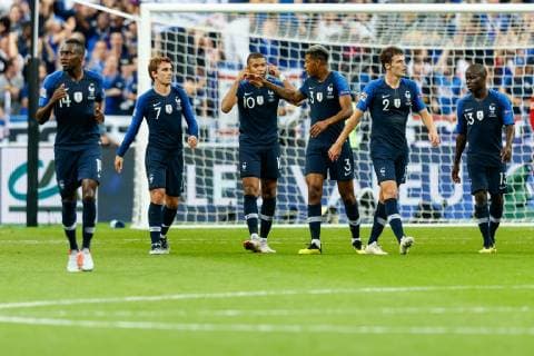 Paris, France, 16.10.2018, UEFA Nations League, League A, Group 1, Frankreich - Deutschland jubel, Torjubel um Antoine Griezmann (FRA) nach dem treffer zum 2:1 ( DeFodi048