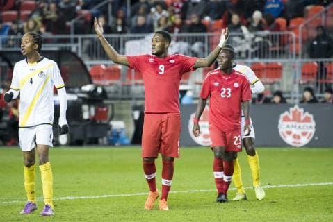 Fußball, Nations League, Kanada - Dominica October 16, 2018 - Toronto, Ontario, Canada - Canada MNT vs Dominica Nations League qualifier Game at BMO Field 5-0. IN PICTURE: CYLE LARIN Canada MNT vs Dominica - Nations League qualifier - ZUMAm154 20181016_zap_m154_020 Copyright: xAngelxMarchinix