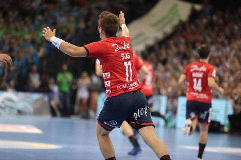 SG Flensburg-Handewitt vs SC Magdeburg, Handball, DHB-Pokal, Achtelfinale, 17.10.18 Jubel Torjubel bei Lasse Svan Hansen (SG Flensburg-Handewitt, 11)