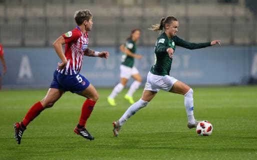 VfL vs Atletico Madrid, CL Wolfsburg, Deutschland. 17.10.2018, FUßBALL - VfL Wolfsburg vs Atletico Madrid, Champions League, Achtelfinale, Saison 2015-2016, Volkswagen Arena. Bild zeigt: Caroline Graham Hansen (VfL Wolfsburg) Wolfsburg