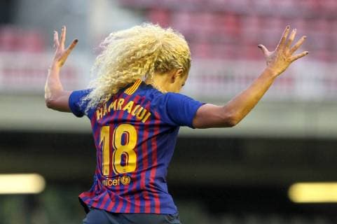 Sport Themen der Woche KW42 Sport Bilder des Tages 17th October 2018, Miniestadi, Barcelona, Spain; UEFA Womens Champions League football, Barcelona versus Glasgow City; Kheira Hamraoui of FC Barcelona Barca celebrates her goal for 1-0 in the 12th minute  ActionPlus12070747 PedroxSalado