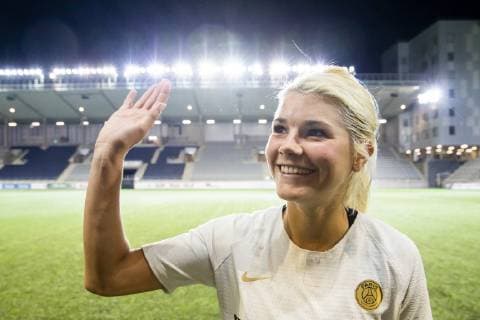 181017 Paris Andrine Hegerberg efter attondelsfinalen i Champions League mellan Linköping och Paris Saint-Germain den 17 oktober 2018 i Linköping. Copyright: PETERxHOLGERSSON BB181017PH018