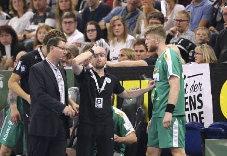 Foto : Trainer Andre Haber ( Leipzig ) Handball - 1. Bundesliga , Pokalspiel am Mi. 17.10.2018 THW Kiel - DHfK Leipzig