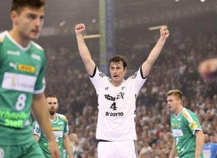 Foto : Torjuebl bei Kiels Spielern ... Gisli Kristjansson Handball - 1. Bundesliga , Pokalspiel am Mi. 17.10.2018 THW Kiel - DHfK Leipzig
