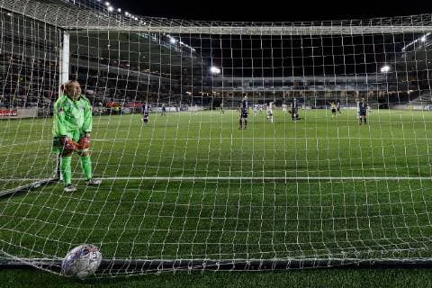 181017 Linköpings malvakt Julia Nyström deppar efter mal 0-2 under attondelsfinalen i Champions League mellan Linköping och PSG den 17 oktober 2018 i Linköping. Copyright: PETERxHOLGERSSON BB181017PH051