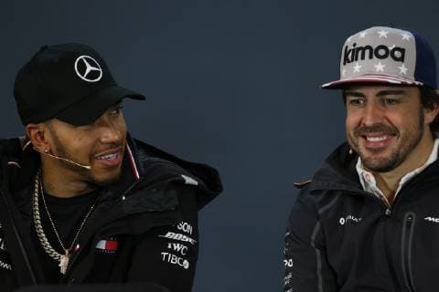Photo4 LaPresse 18 10 2018 Austin, USA Grand Prix Formula One USA 2018 In the pic: Official Fia press conference PK Pressekonferenz Lewis Hamilton (GBR) Mercedes AMG F1 W09 and Fernando Alonso (ESP) McLaren Renault MCL33  Copyright: xPhoto4 LaPressex