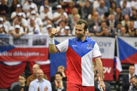 Czech tennis player Radek Stepanek gestures during the farewell party ending his career in Prague, Czech Republic, October 18, 2018. (CTKxPhoto MichalxKamaryt) CTKPhotoP201810181012201  _KMT3624