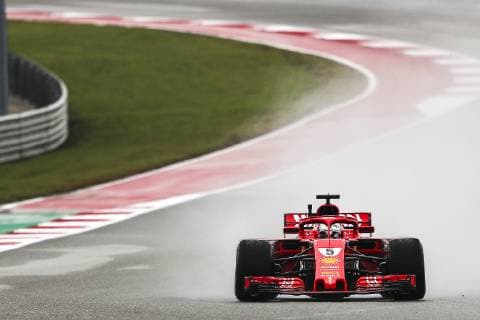 AUSTIN, TX - OCTOBER 18: Ferrari driver Sebastian Vettel (5) of Germany races into turn 19 during morning practice for the F1 United States Grand Prix on October 18, 2018, at Circuit of the Americas in Austin, TX. (Photo by John Crouch Icon Sportswire) AUTO: OCT 18 F1 - United States Grand Prix Icon18101820081 EDITORIAL USE ONLY