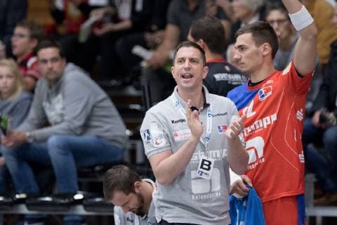 Luebbecke, Deutschland 20.10.2018: 2. HBL - 2018 2019 - TuS-N-Luebbecke vs. HBW Balingen-Weilstetten Trainer Jens Bürkle Buerkle (Balingen-Weilstetten) Luebbecke Nordrhein-Westfalen Deutschland Merkur Arena