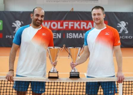 Purav Raja Antonio Sancic mit Pokal, Doppel, Siegerehrung, Praesentation Tennis - Wolffkran Open - ATP Tennis Herren Challenger - TC Ismaning - Ismaning - Bavaria - Germany - 21 October 2018. Â Copyright: xJuergenxHasenkopfx