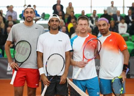 L-R. Junaid David Pel und Purav Raja Antonio Sancic, Doppel Tennis - Wolffkran Open - ATP Tennis Herren Challenger - TC Ismaning - Ismaning - Bavaria - Germany - 21 October 2018. Â Copyright: xJuergenxHasenkopfx