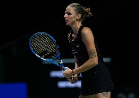 October 21, 2018 - Kallang, SINGAPORE - Karolina Pliskova of the Czech Republic in action during her first match at the 2018 WTA Tennis Damen Finals tennis tournament 2018 WTA Finals - 21 Oct - ZUMAa181 20181021_zaa_a181_090 Copyright: xAFP7x