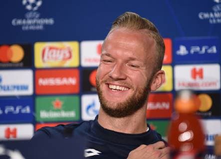 22.10.2018, xmeix, Fussball UEFA Champions League, Pressekonferenz Abschlusstraining TSG 1899 Hoffenheim - Olympique Lyon, emspor, v.l. Kevin Vogt (TSG 1899 Hoffenheim) DFL DFB REGULATIONS PROHIBIT ANY USE OF PHOTOGRAPHS as IMAGE SEQUENCES and or QUASI-VIDEO Sinsheim
