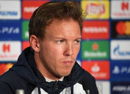 22.10.2018, xmeix, Fussball UEFA Champions League, Pressekonferenz Abschlusstraining TSG 1899 Hoffenheim - Olympique Lyon, emspor, v.l. Hoffenheims Trainer Julian Nagelsmann DFL DFB REGULATIONS PROHIBIT ANY USE OF PHOTOGRAPHS as IMAGE SEQUENCES and or QUASI-VIDEO Sinsheim