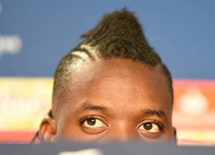 22.10.2018, xmeix, Fussball UEFA Champions League, Pressekonferenz Abschlusstraining TSG 1899 Hoffenheim - Olympique Lyon, emspor, v.l. Olympique Lyons Bertrand Traore DFL DFB REGULATIONS PROHIBIT ANY USE OF PHOTOGRAPHS as IMAGE SEQUENCES and or QUASI-VIDEO Sinsheim