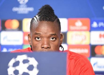 22.10.2018, xmeix, Fussball UEFA Champions League, Pressekonferenz Abschlusstraining TSG 1899 Hoffenheim - Olympique Lyon, emspor, v.l. Olympique Lyons Bertrand Traore DFL DFB REGULATIONS PROHIBIT ANY USE OF PHOTOGRAPHS as IMAGE SEQUENCES and or QUASI-VIDEO Sinsheim