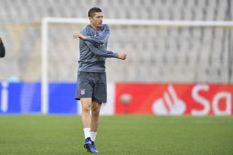 Bayern Munchen, official traininga Bayern Munchen s Robert Lewandowski in action during the official training of Bayern Munchen one day before the game for UEFA Champions League against AEK Athens, on Olimpic Stadium, Athens, Greece, 22 October 2018 Copyright: xAlexxNicodimx