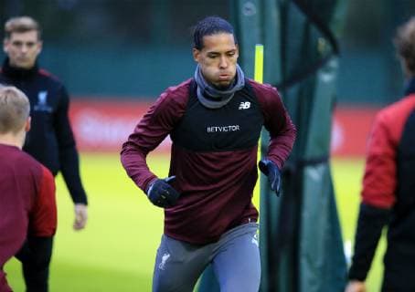 23rd October 2018, Melwood Training Complex, Liverpool, England; UEFA Champions League football, Liverpool versus Red Star Belgrade press conference PK Pressekonferenz Virgil van Dijk of Liverpool sprints through a slalom course as the players warm up  ActionPlus12072484 DavidxBlunsden
