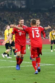 Robert Lewandowski (FC Bayern Muenchen 9) Rafinha (FC Bayern Muenchen 13) jubel nach dem 0:2, AEK Athen vs. FC Bayern Muenchen, Fussball, Champions League Gruppenphase, 23.10.2018 AEK Athen vs. FC Bayern Muenchen, Fussball, Champions League Gruppenphase, 23.10.2018 Athen Copyright: xLanger Eibner-Pressefotox EP_HLR