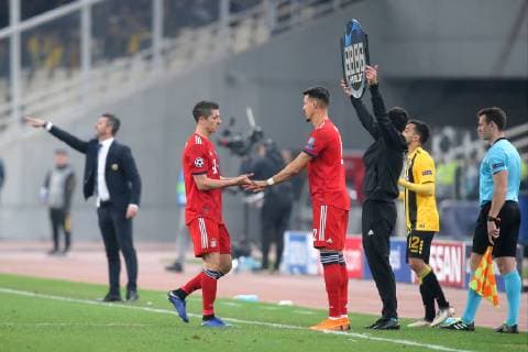 Sandro Wagner (FC Bayern Muenchen 2) wird fuer Sandro Wagner (FC Bayern Muenchen 2) ausgewechselt, AEK Athen vs. FC Bayern Muenchen, Fussball, Champions League Gruppenphase, 23.10.2018 AEK Athen vs. FC Bayern Muenchen, Fussball, Champions League Gruppenphase, 23.10.2018 Athen Copyright: xLanger Eibner-Pressefotox EP_HLR