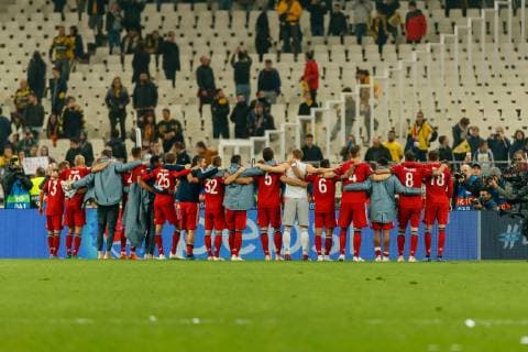 Griechenland, Athen 22.10.2018, UEFA Champions League - 2018 19 Season, Vorrunde, Gruppenphase - Gruppe E - 3. Spieltag, AEK Athen - FC Bayern Muenchen, Bayern schlussjubel ( DeFodi048