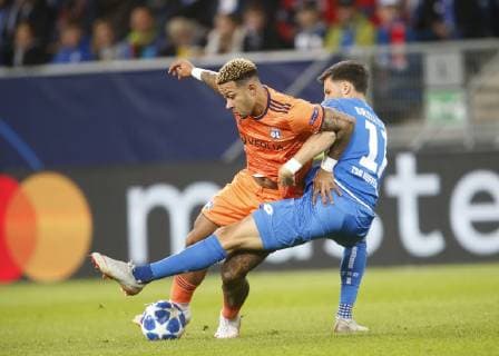 V.li. Memphis Depay (Lyon), Florian Grillitsch (Hoffenh). 1899 Hoffenheim-Olympique Lyon . Sinsheim, GER, .1230.2018 , 3. Spieltag, Fussball Champions League 2018 2019.