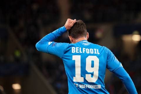 Ishak Belfodil (Hoffenheim, 19), enttäuscht schauend, Enttäuschung, Frustration, disappointed, pessimistisch, Einzelbild, Aktion, Action, Spielszene, Fussball, UEFA Champions League, TSG 1899 Hoffenheim - Olympique Lyon,