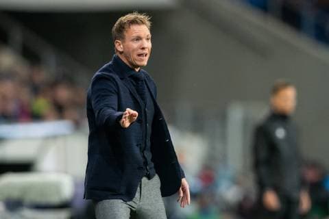 23.10.2018, xfux, Fussball UEFA Champions League, TSG 1899 Hoffenheim - Olympique Lyon, emspor, v.l. Trainer Julian Nagelsmann (TSG 1899 Hoffenheim) gibt Anweisung, gestikuliert, mit den Armen gestikulieren, gives instructions, gesticulate Sinsheim