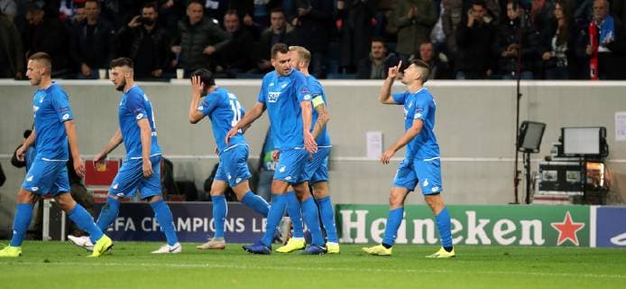 TSG 1899 Hoffenheim - Olympique Lyon Deutschland, Sinsheim, 23.10.2018, Fussball, UEFA Champions League, Saison 2018 2019, 3. Spieltag, TSG 1899 Hoffenheim - Olympique Lyon: re. Andrej Kramaric (TSG 1899 Hoffenheim); Jubel Tor 0:1 Kramaric.