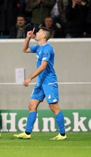 TSG 1899 Hoffenheim - Olympique Lyon Deutschland, Sinsheim, 23.10.2018, Fussball, UEFA Champions League, Saison 2018 2019, 3. Spieltag, TSG 1899 Hoffenheim - Olympique Lyon: Andrej Kramaric (TSG 1899 Hoffenheim); Jubel Tor 0:1 Kramaric.
