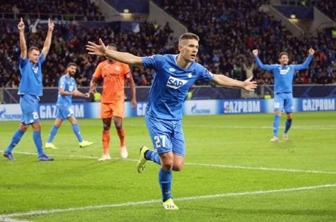 Sinsheim , Fußball Champions League TSG Hoffenheim vs. Olympique Lyon , Jubel Andrej Kramaric ( Hoff ) nach seinem Tor zum 1 : 1